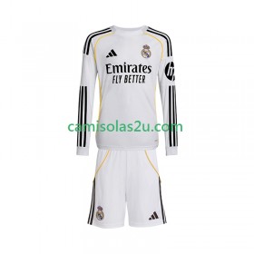 Camisolas de futebol Real Madrid Criança Equipamento Principal 2025/26 Manga Comprida